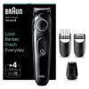 Braun Beard Trimmer Series 3 & Hair Clippers, 40 Length Settings, Rechargeable 50-min Cordless Runtime, Gifts for Men, UK 2 Pin Plug, BT3421, Black/Vibrant Green view 1