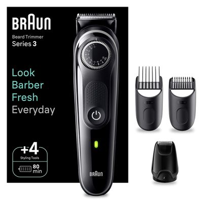 Braun BT3440 Men's Beard Trimmer, with Ultra Sharp Blade, 40 Length Settings, Rechargeable with 80 Minutes Wireless Runtime