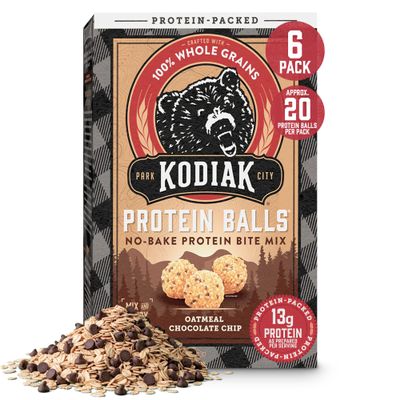 Kodiak Oatmeal Protein Ball Mix, Chocolate Chip, High Protein, 100% Whole Grains, (Pack of 6)