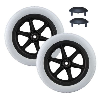 12inch Wheelchair Caster/Wheels Assembly (2), 12 1/2x2 1/4 Solid Tire Wheels with 1/2"12mmBearing, Rear Wheels Replacement for Manual Wheelchair