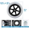 12inch Wheelchair Caster/Wheels Assembly (2), 12 1/2x2 1/4 Solid Tire Wheels with 1/2"12mmBearing, Rear Wheels Replacement for Manual Wheelchair view 2