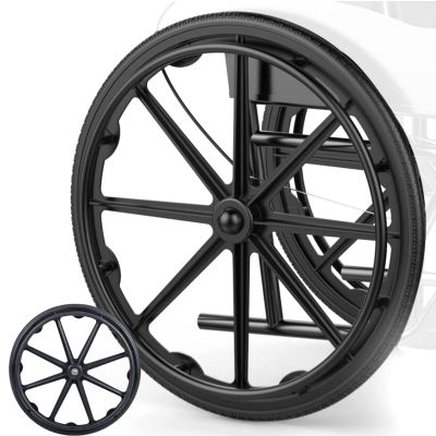 24inch Rear Wheelchair Wheels With Hand Wheel, 241 3/8 Large Solid Rear Wheel Caster Replacement For Manual Wheelchair, Bearing 1/2" (12mm), 2 Pcs