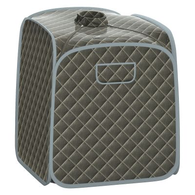 COSTWAY Portable Steam Sauna, 3L Sauna Tent Folding Personal Spa Steam Pot with Chair, 9-Level Adjustable Temperature, Timer and Remote Control, Home Sauna Cabin Bath Box for Therapy Slimming (Grey)