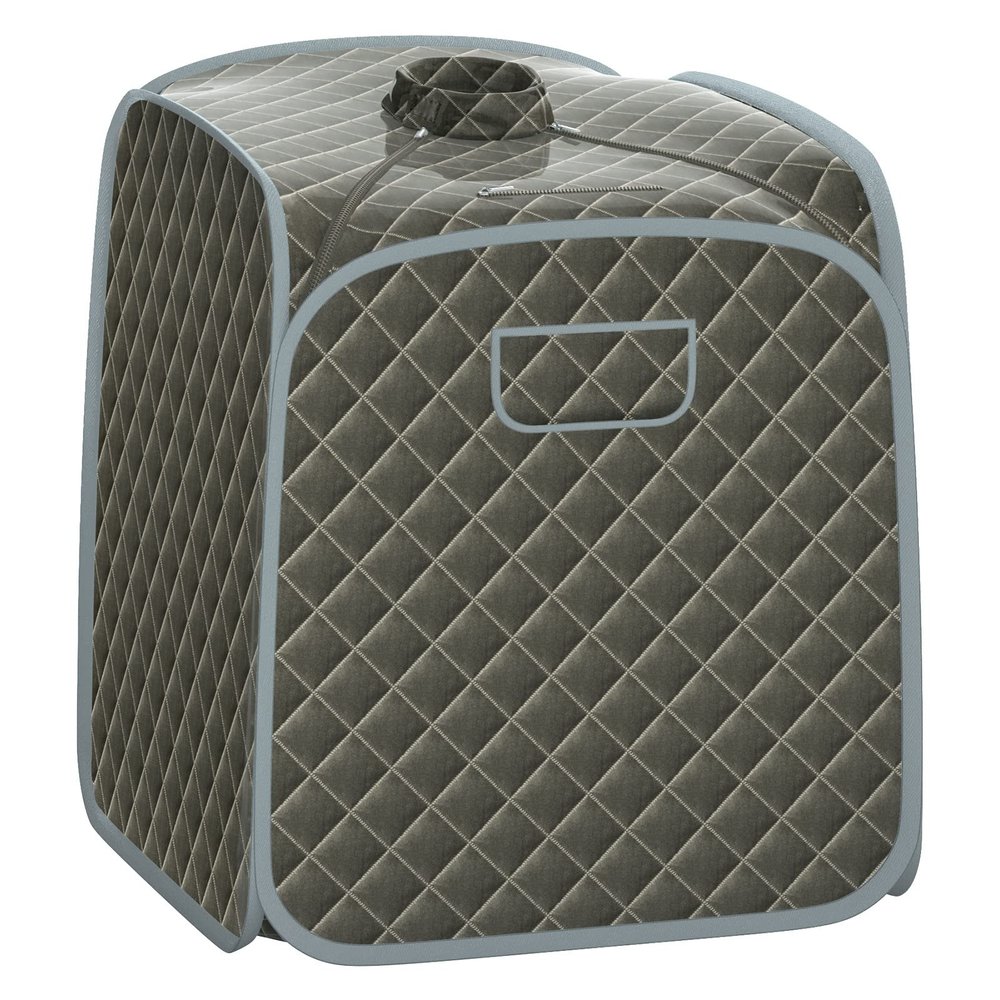 COSTWAY Portable Steam Sauna, 3L Sauna Tent Folding Personal Spa Steam Pot with Chair, 9-Level Adjustable Temperature, Timer and Remote Control, Home Sauna Cabin Bath Box for Therapy Slimming (Grey)