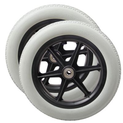 12 1/2x2 1/4 Wheelchair Caster/Wheels Assembly, 12inch Small Solid Rear Wheels Replacement for Wheelchair, 1/2" (12mm) Bearing, 2pcs (Color : Grey, Size : 12 1/2x2 1/4)