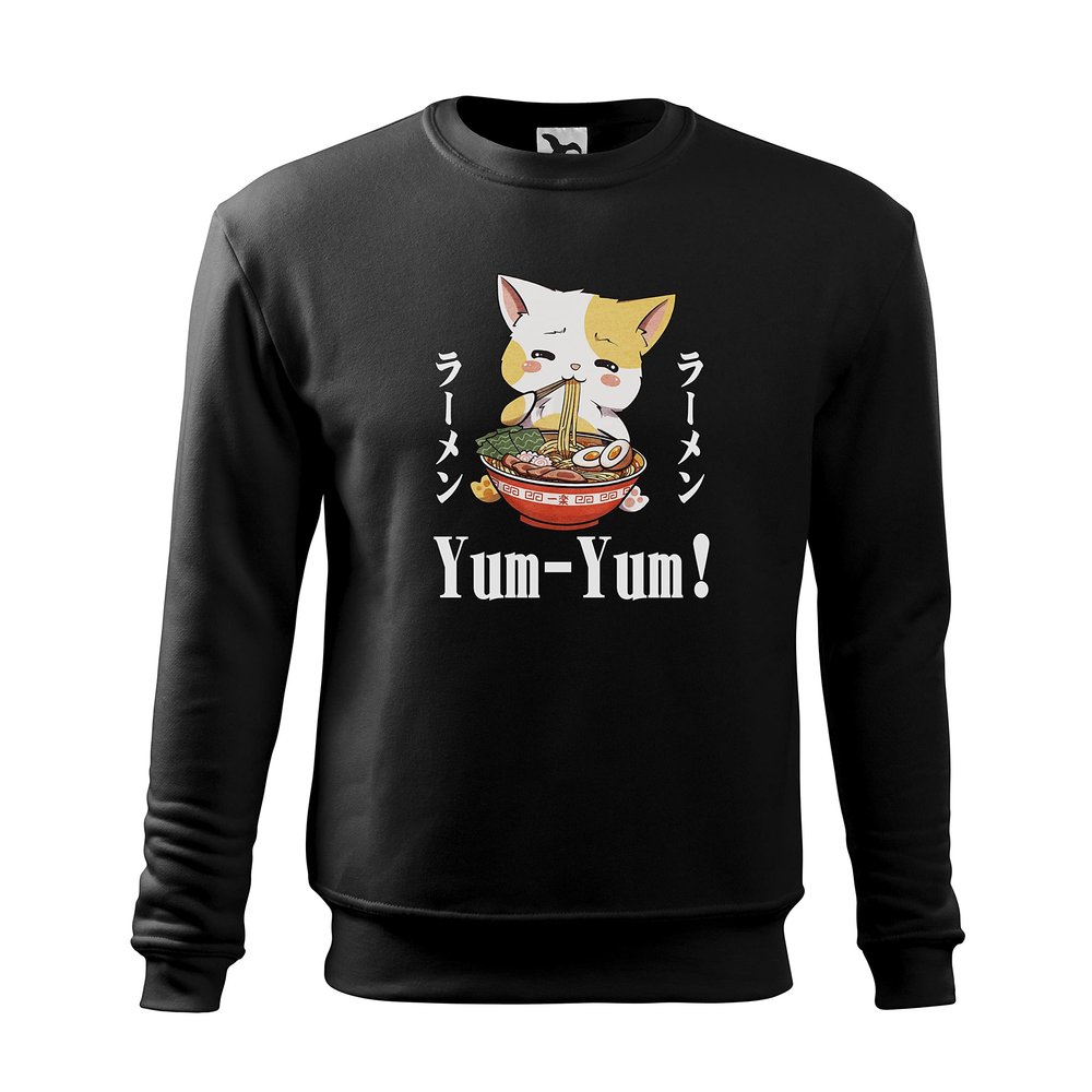Kawaii Neko Ramen Lover Japanese Noodle Anime Unisex Black Sweater Size M