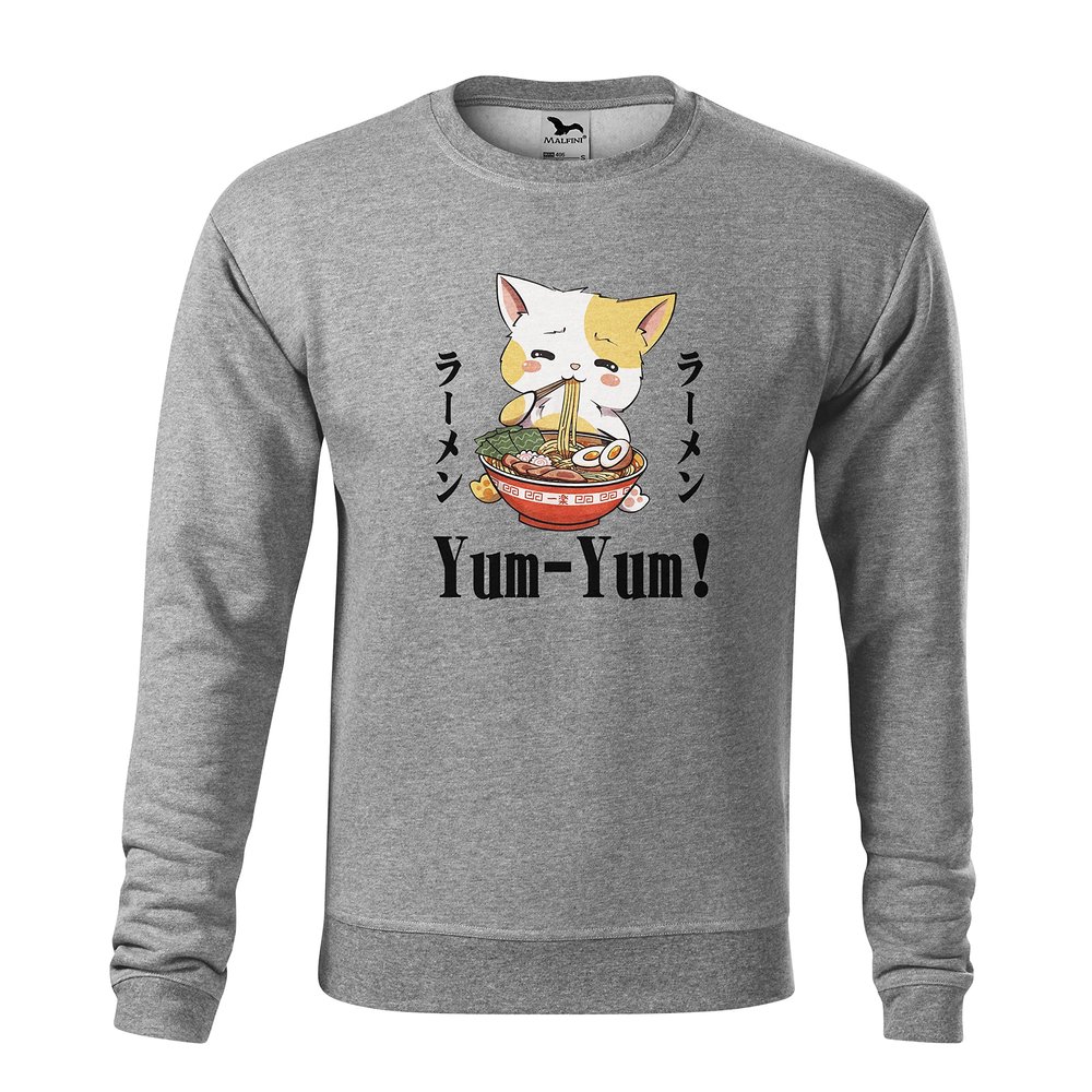 Kawaii Neko Ramen Lover Japanese Noodle Anime Unisex Grey Sweater Size S