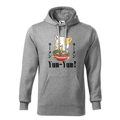 Kawaii Neko Ramen Lover Japanese Noodle Anime Unisex Grey Hoodie Size M