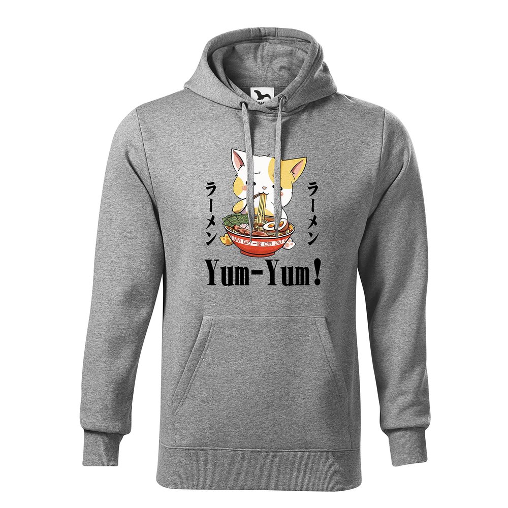 Kawaii Neko Ramen Lover Japanese Noodle Anime Unisex Grey Hoodie Size M