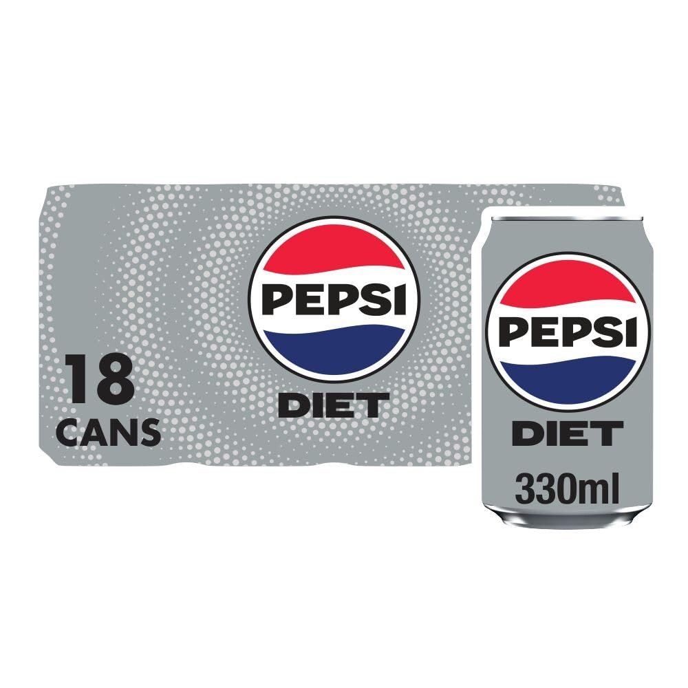 Pepsi Diet Cola, 330ml Can (Pack of 18)