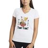 Kawaii Neko Ramen Lover Japanese Noodle Anime Women's V-Neck White Shirt Size S view 1