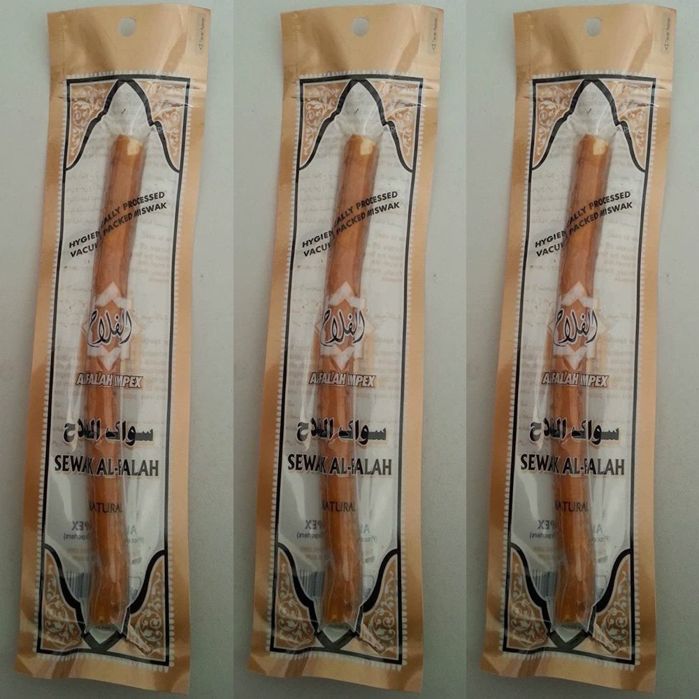 2-Pack 100% Natural Miswak Toothbrush, Gum Care Organic Chewable Stick Traditional Arabian Wooden Toothbrushes for Teeth Whitening, Cleaning, and Fresh Moist