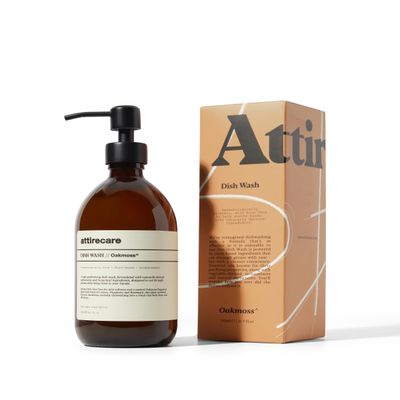 Attirecare Plant-Based Dishwashing Liquid, 500ml - Gentle on Hands, Tough on Grease - Oakmoss Botanical Scent, Vegan & Cruelty-Free