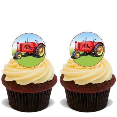 15x RED TRACTORS Premium Edible Stand Up Rice Wafer Cake Toppers D2 DECORATIONS