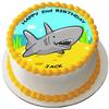 SHARK Premium Quality Edible Large 7.5 Inch Round Icing Cake Topper - Text can be Customizable - Make your Celebrations Memorable with Our Delightful Charming Cake Toppers WHITE BULL D2 view 1