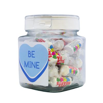 Be Mine Love Heart Glass Jar 450g | Romantic Sweet Gift | Fruity Candy Treat | Perfect for Valentines, Weddings & Special Occasions