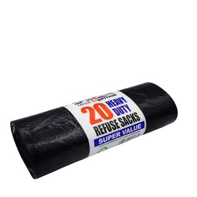 Efforias 20 Bin Bags Refuse Sacks Pack Of 20 Eco Friendly Black Bags For Rubbish Home Offices Garden Thick Extra Strong Bin Liners Made from Recycled Material