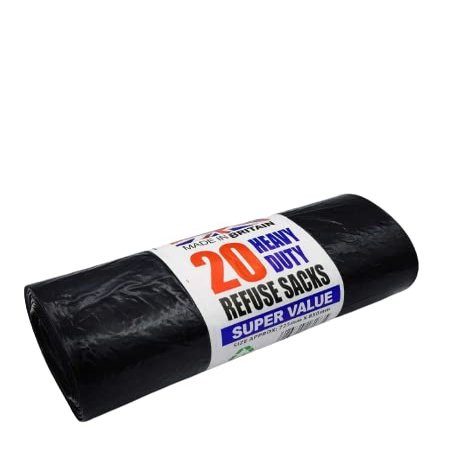 Efforias 20 Bin Bags Refuse Sacks Pack Of 20 Eco Friendly Black Bags For Rubbish Home Offices Garden Thick Extra Strong Bin Liners Made from Recycled Material