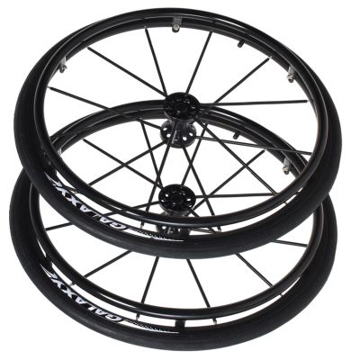 241 Pneumatic Tire Wheels Casters(pair), 24in Sports Wheelchair Rear Wheels Replacement With Hand Wheel, 12 Aluminum Spokes, 12.7mm (1/2") Bearing