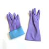 Rubber Gloves, Purple Household Long Sleeve Gloves with Cotton Flock Lining for Cleaning, Dishwashing and Gardening view 1