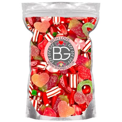 BG Quality Pick & Mix Sweets - Valentines Mothers Day Anniversary Love Candy Sweeties 800g Pouch Red Pink 'With Love' Mix