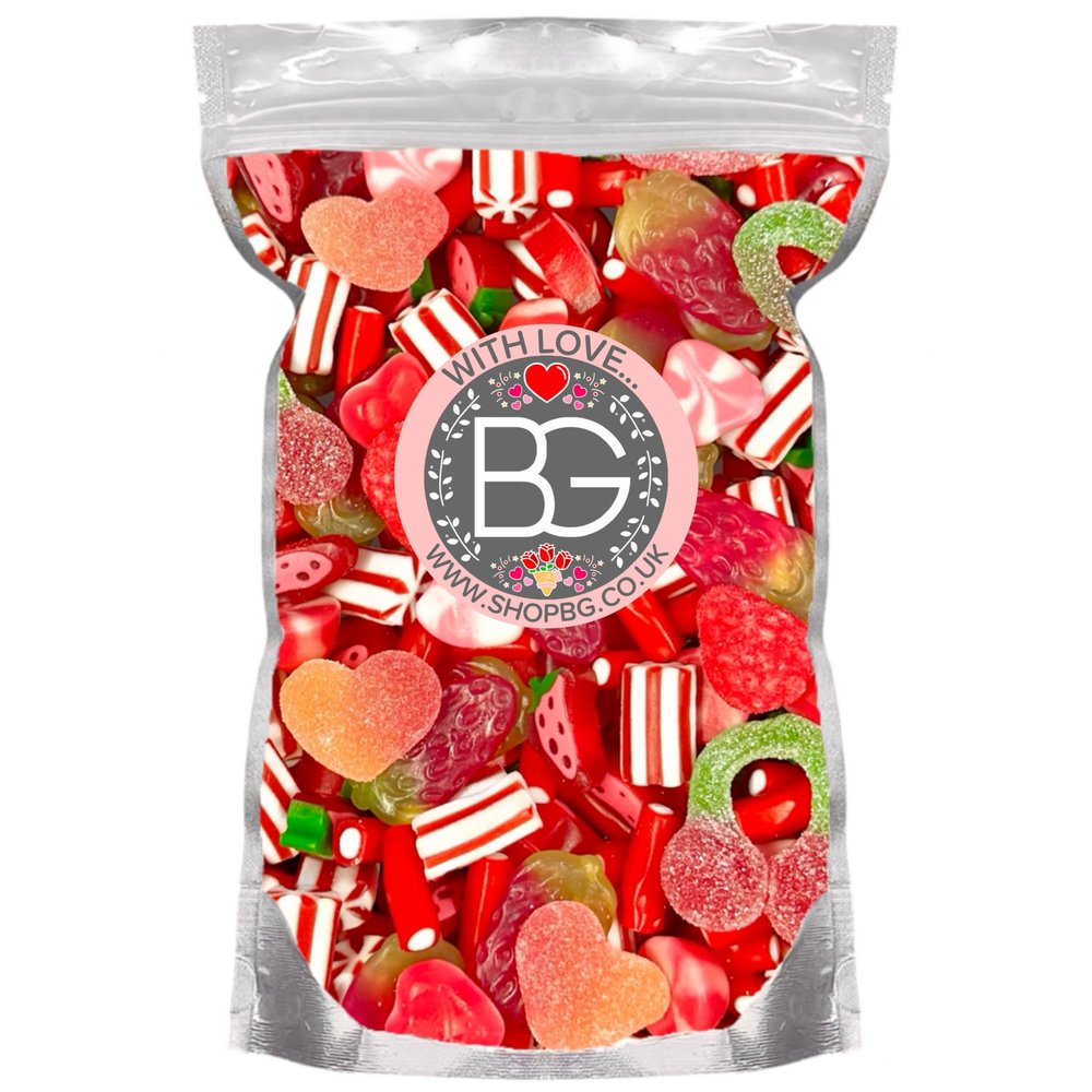 BG Quality Pick & Mix Sweets - Valentines Mothers Day Anniversary Love Candy Sweeties 800g Pouch Red Pink 'With Love' Mix