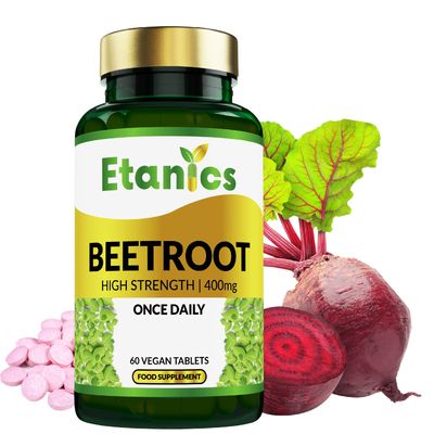 Etanics Beetroot Tablets | High Strength 400mg Vegan Supplement | Rich in Vitamins & Minerals | Nitric Oxide Booster | Blood Pressure Support | Suitable for Vegetarians and Vegans - Made in The UK