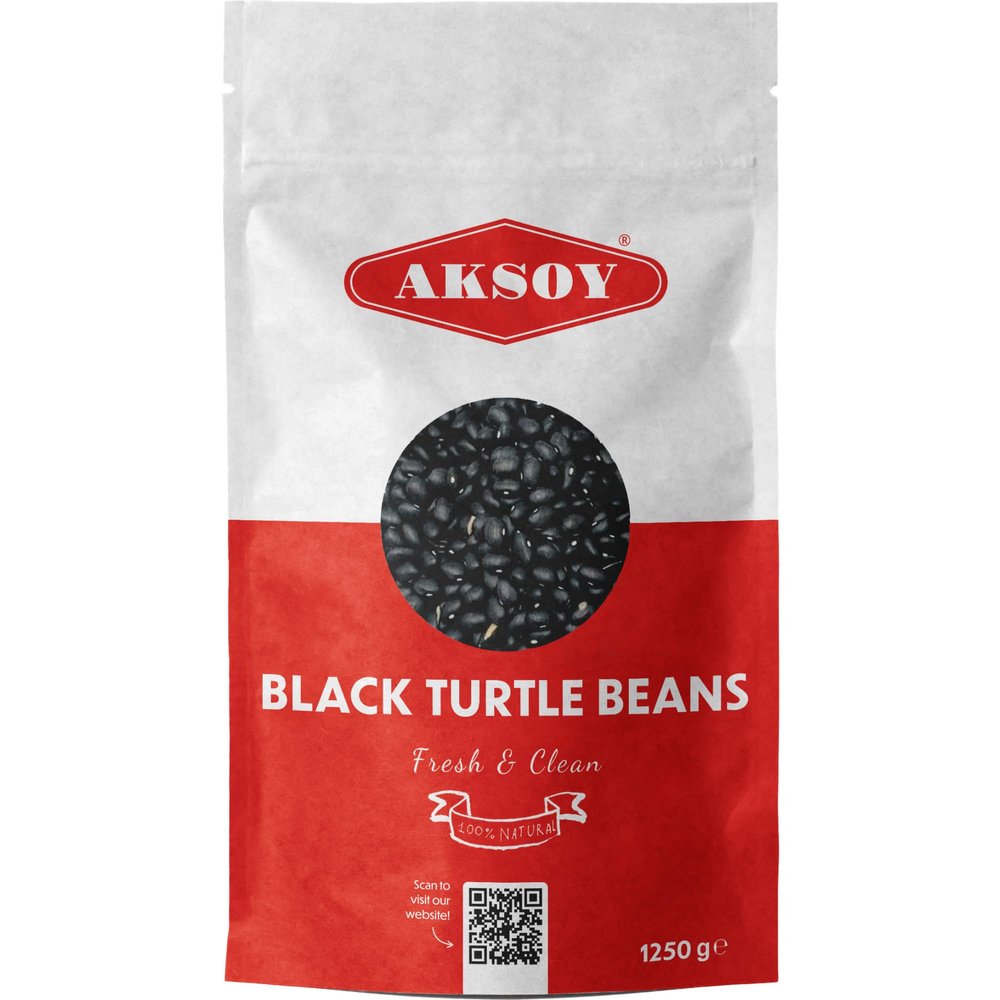 Aksoy Black Turtle Beans 1250g | Premium Quality, Natural Black Beans | High in Protein and Fiber | Vegan Friendly | Ideal for Soups, Stews, Salads, Rice Dishes & More