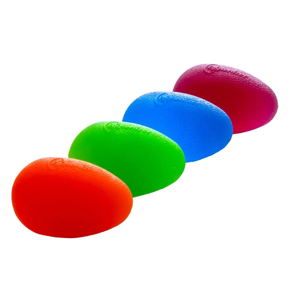 Eggsercizer Hand Exerciser, 4-Piece Set with Levels of Resistance, 1 Each Orange X-Soft, Green Soft, Blue Medium, Purple Firm, Perfect Tools for Hand Therapy and Grip Strengthening