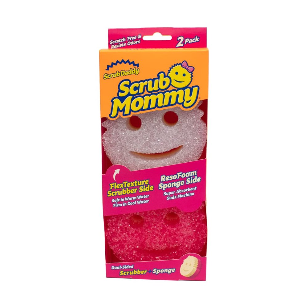 Scrub Daddy Scrub Mommy Cleaning Sponges - Dual Sided Non Scratch Sponge Scourers, Smiley Kitchen Sponges for Dishwashing & Bathroom, FlexTexture Dish Scrubber Sponge, Assorted Twin Pack