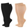 Wide Calf Compression Socks for Women Men, 2 Pairs Plus Size Extra Large Size Support Socks Stockings Reduces Swelling & Pain for Nurses Running Pregnant Travel Flight 20-25 mmHg view 1