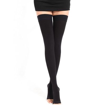 EXENXA Varicose Vein Medical Compression Socks Second Grade Pressure Washable Comfortable Elastic Stockings Pain Relief Adult Women Improve Blood Circulation,Flesh,XXL (Black X)