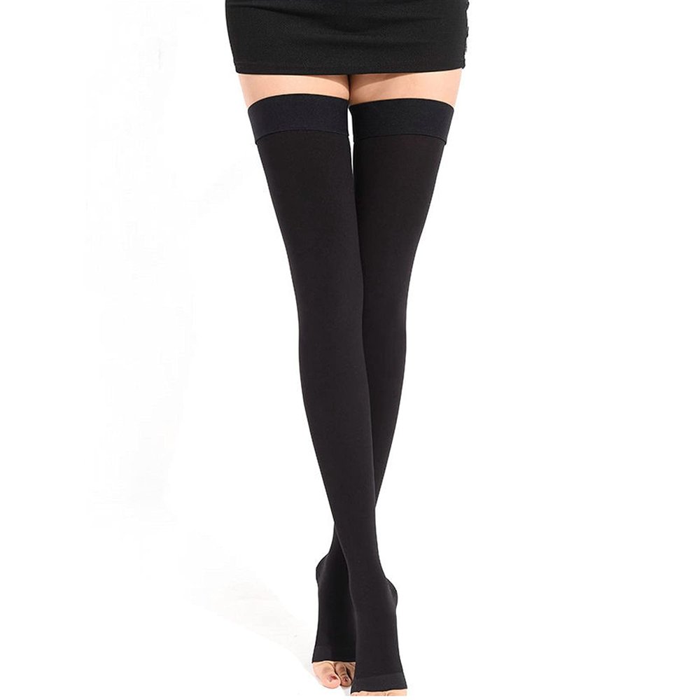 EXENXA Varicose Vein Medical Compression Socks Second Grade Pressure Washable Comfortable Elastic Stockings Pain Relief Adult Women Improve Blood Circulation,Flesh,XXL (Black X)