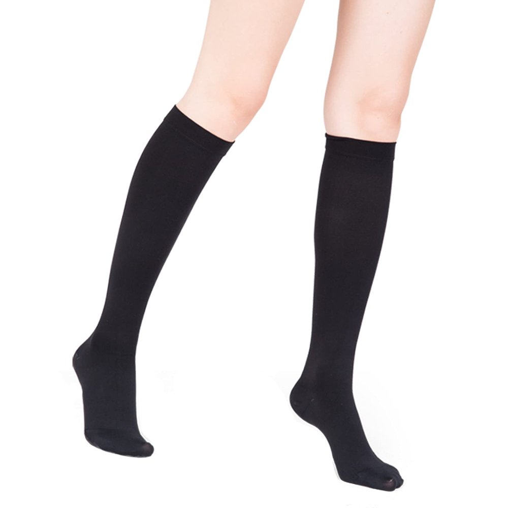 EXENXA Medical Compression Socks Closed Toe Super Elastic Non-Slip Performance Sports for Adult Women Improve Blood Circulation Lower Extremity Edema,Black,S (Black S)