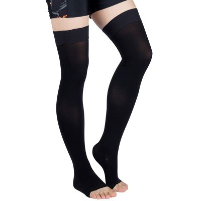 EXENXA Medical Compression Socks for Men Support 20-30 Open Toe Treatment Swelling Edema Varicose Veins Relief The Pain Promote Blood Circulation,Flesh,L (Black XX)