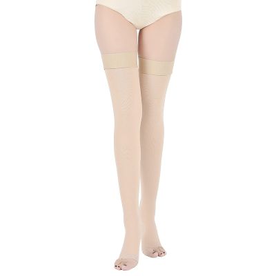 EXENXA Compression Stockings Medical Grade Firm Support Opaque Open Toe Knee High Compression Socks for Varicose Veins Shin Splints Nursing Travel,Black,M (Flesh S)
