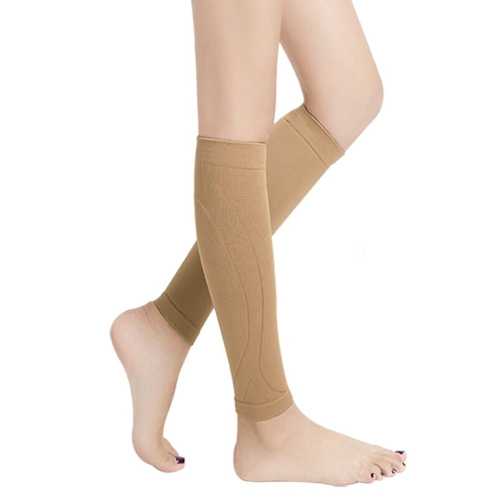 EXENXA Compression Socks Varicose Vein Stockings Protect Calf 15-20 Circulation High Elastic Lightweight And Comfortable for Health Nursing Unisex Adult,Flesh,XL (Flesh S)