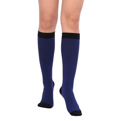 EXENXA Compression Socks Varicose Vein Stocks Stripe Thin Elastic Closed Toe Comfortable And Breathable Improve Blood Circulation for Swelling Ankles Blue,M ()