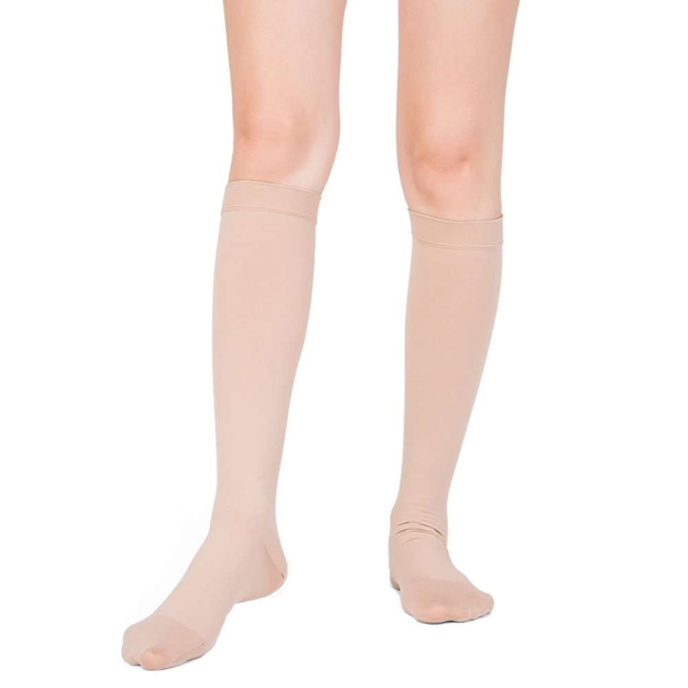 EXENXA Medical Compression Socks Closed Toe Super Elastic Non-Slip Performance Sports for Adult Women Improve Blood Circulation Lower Extremity Edema,Black,S (Flesh XL)