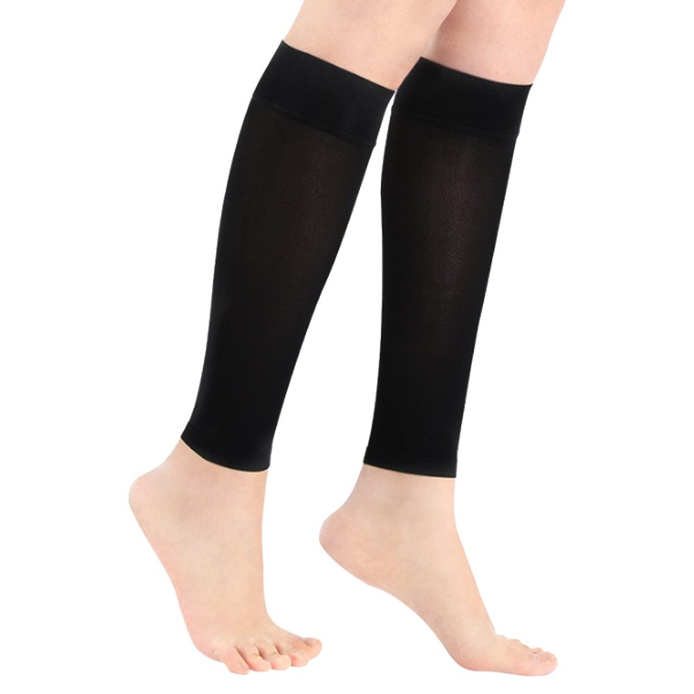 EXENXA Compression Socks for Men Women Flight Socks Plus Size 23-32 Compression Socks Wide Calf Running Socks for Varicose Veins Swelling Suitable for Nurse Running Cycling Office,Black,L (Black S)