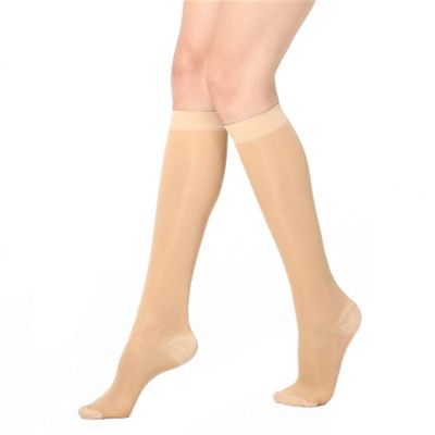 EXENXA Compression Stocking Varicose Vein Stocks Translucent Unisex 15-20Mm Hg Highly Elastic Breathable Best for Varicose Veins Edema Swelling 1 Pair,Flesh,M (Flesh M)