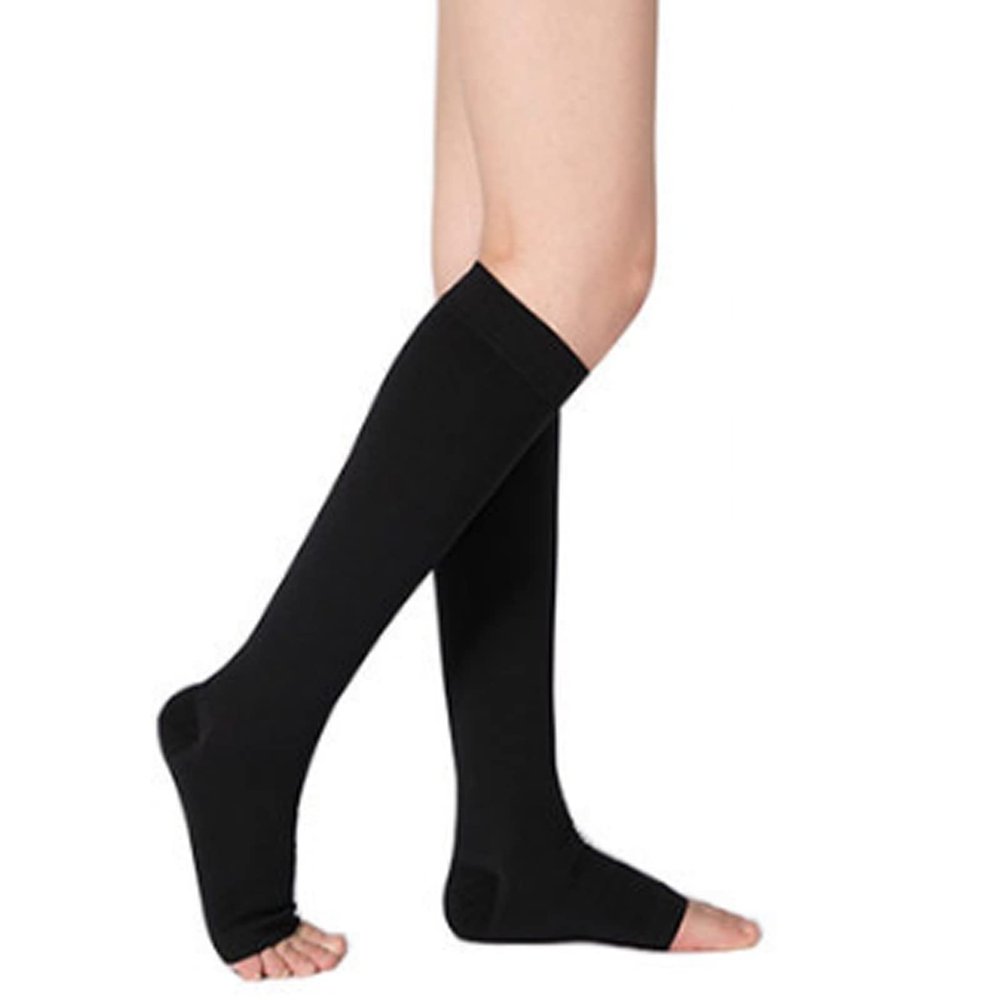 EXENXA Compression Stockings for Varicose Veins Open Toe Medium Tube 20-30 Compression Leg Sleeves Comfortable Medical Gradient Compression for Running Cycling Basketball,Flesh,3XL (Black 5XL)