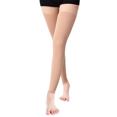 EXENXA Elastic Stockings Varicose Veins Socks Comfortable Nylon Breathable Bare Ankles 20-30 Compression for Athletic Running Cycling Fitness 1 Pair,Flesh,M (Flesh XL)