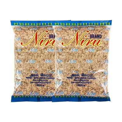Niru Pawa Red Rice Flakes 400G | Red Aval | Red Poha | Gluten Free | Natural | Indian Origin | Each 400G | Pack Of 2