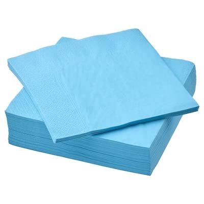 3 X Paper Napkin, Bright Blue, 40x40 cm Pack of 50