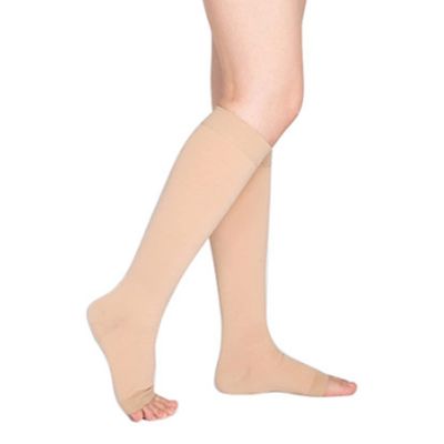 EXENXA Compression Stockings for Varicose Veins Open Toe Medium Tube 20-30 Compression Leg Sleeves Comfortable Medical Gradient Compression for Running Cycling Basketball,Flesh,5XL (Flesh XL)
