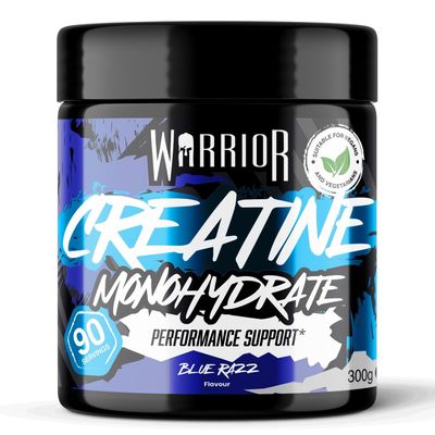 Warrior Creatine Monohydrate Powder 300g (90 Servings)  Pure Micronised Creatine Powder Supplement for Men & Women, Pre & Post Workout Strength, Muscle Growth & Recovery, Vegan  Blue Razz