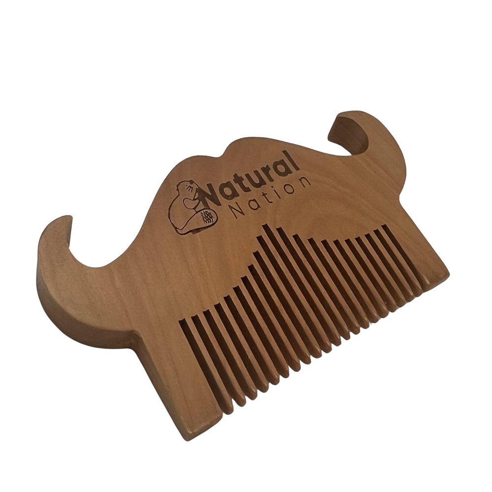 Wooden Moustache Beard Comb Anti-Static Natural Wood Eco-Friendly Biodegradable De-tangles and Smoothes