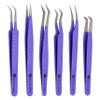 Abdul of Silakor Eyelash Extension Tweezers Set 6 Piece for Volume Lash Extensions Stainless Steel Eyelash Tweezers for Lash Extensions Isolation & Classic Lashes Tweezers Set (Purple) view 1
