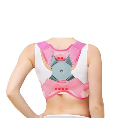 VIROYA Intelligent Posture Corrector Back Shoulder Neck Support Brace Smart Rechargeable Humpback Vibrating Reminder for Adults & Kids (Color : Pink, Size : M for Weight 45-60KG) good